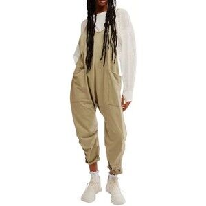 Free People Movement Women's Large Hot Shot Jumpsuit, Sage Stone